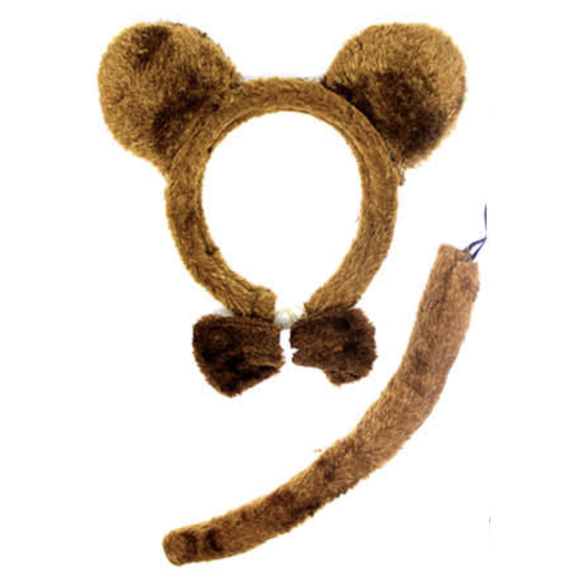 BROWN BEAR EARS HEADBAND w Bow Tail Animal Costume Halloween Party Hair Accessory