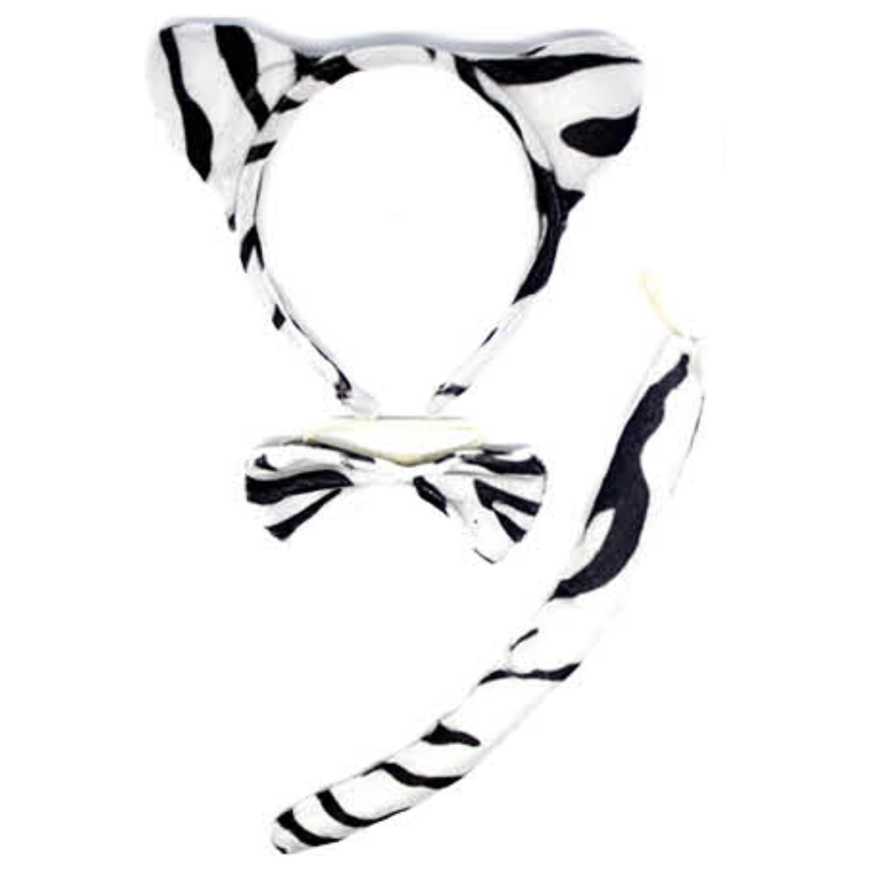 ZEBRA EARS HEADBAND w Bow Tail Animal Costume Halloween Party Hair Accessory