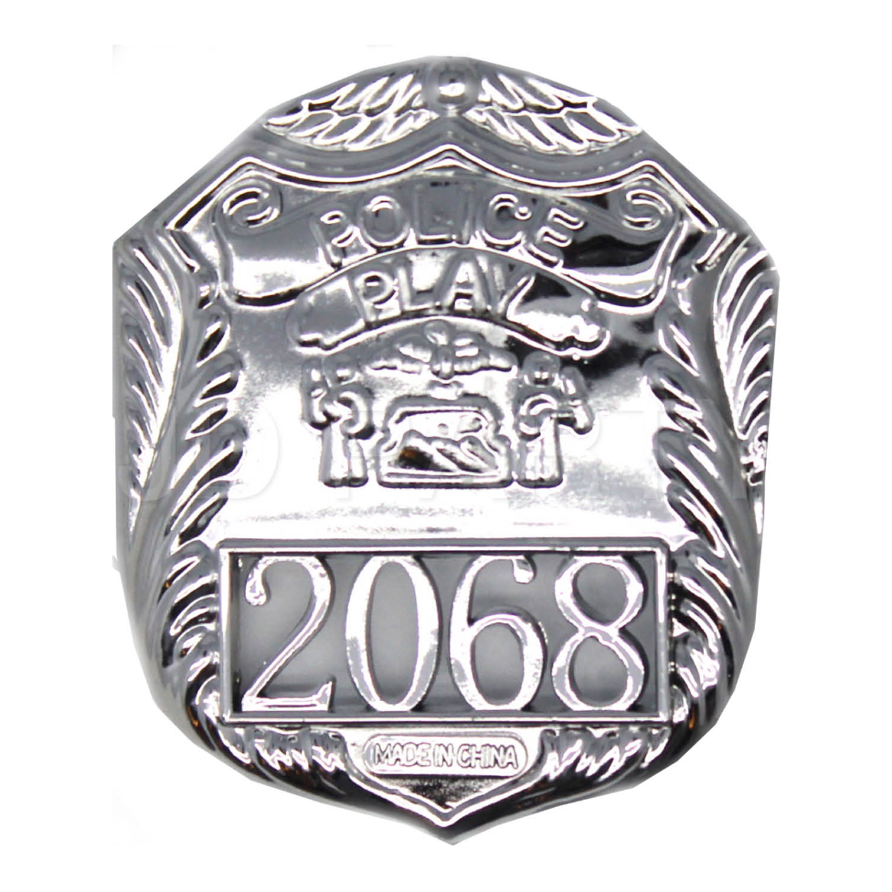 POLICE BADGE Costume Accessory Plastic Silver Fancy Dress Party Officer Cop
