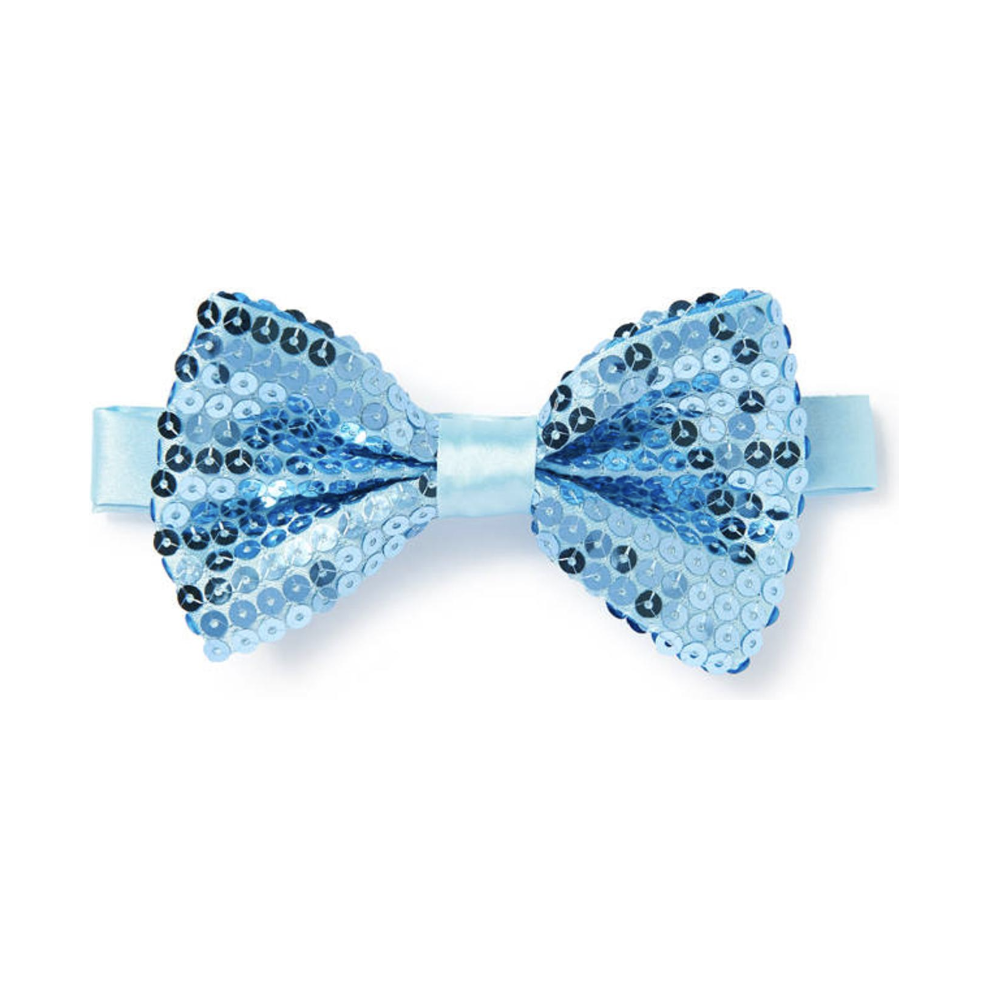GLITTER SEQUIN BOW TIE Costume Fancy Dress Dance Fancy Shiny Party Bowtie - Light Blue