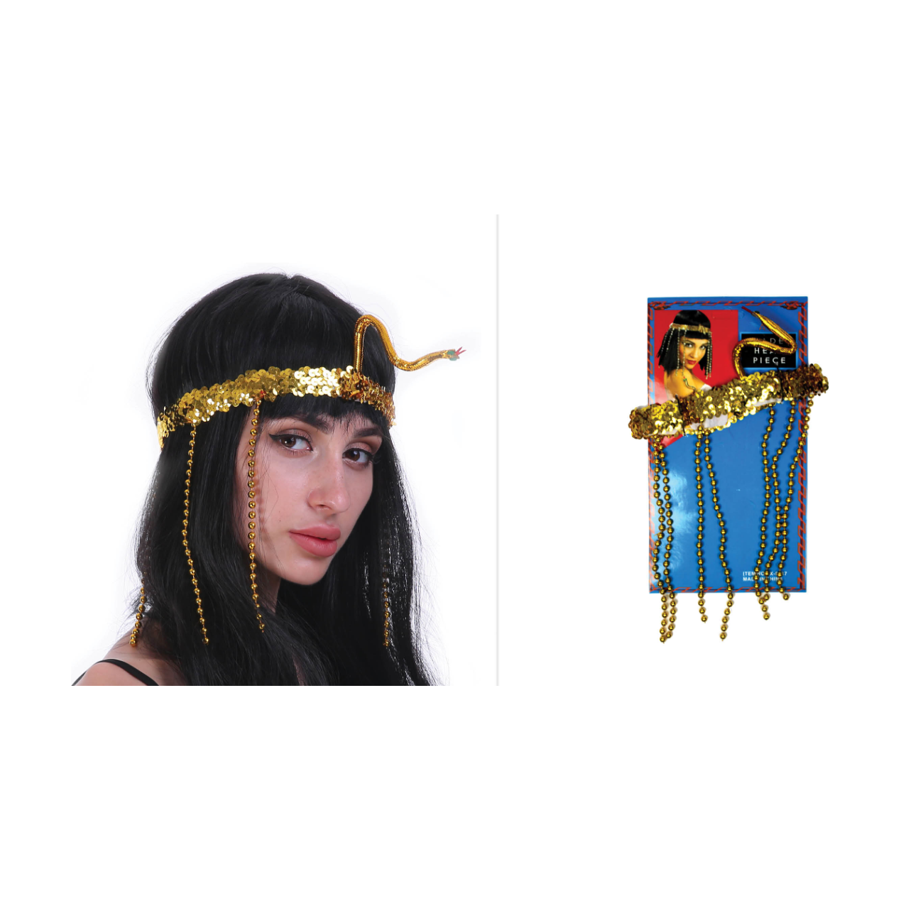 CLEOPATRA HEADPIECE Egyptian Beaded Headband Headdress Fancy Costume Sequin