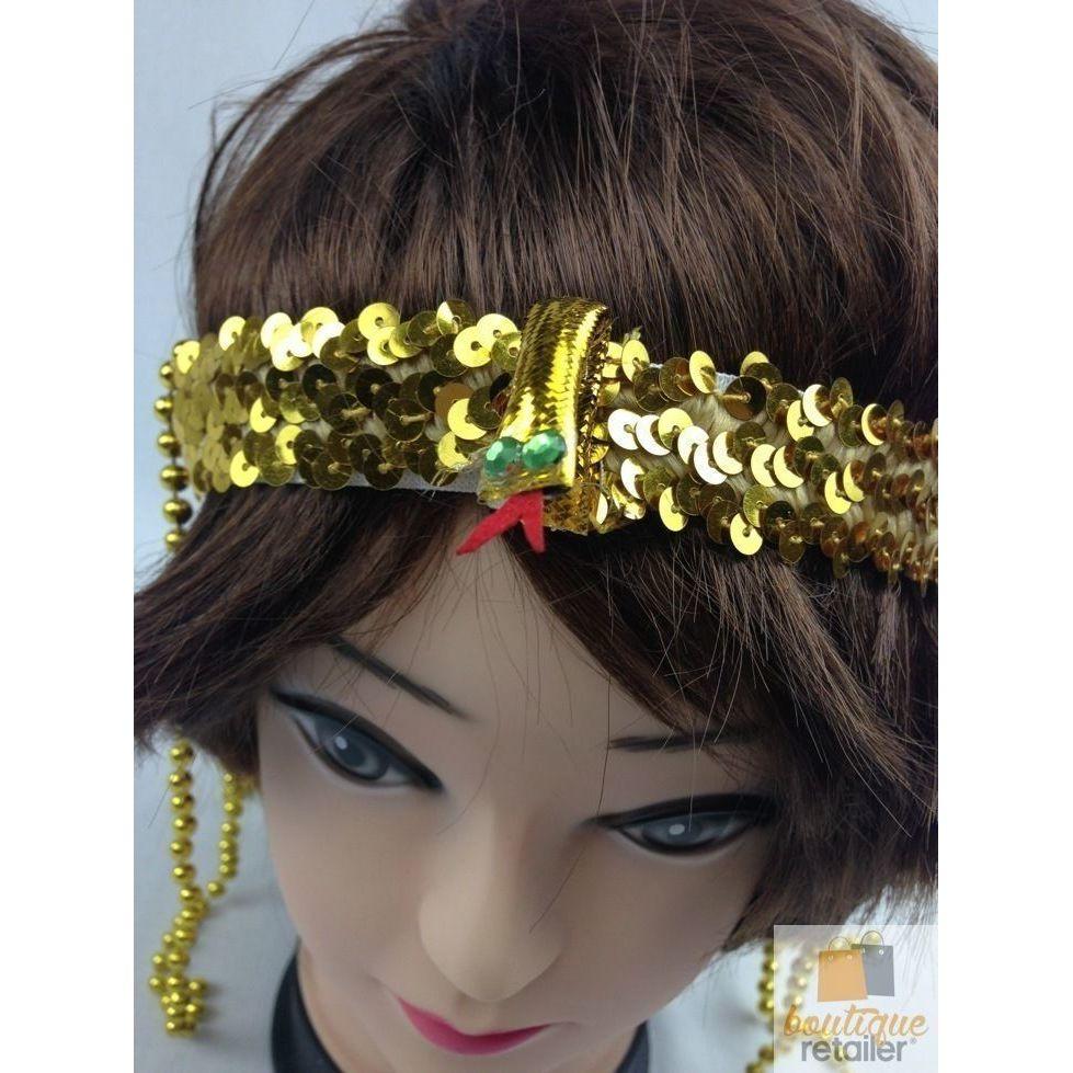 CLEOPATRA HEADPIECE Egyptian Beaded Headband Headdress Fancy Costume Sequin