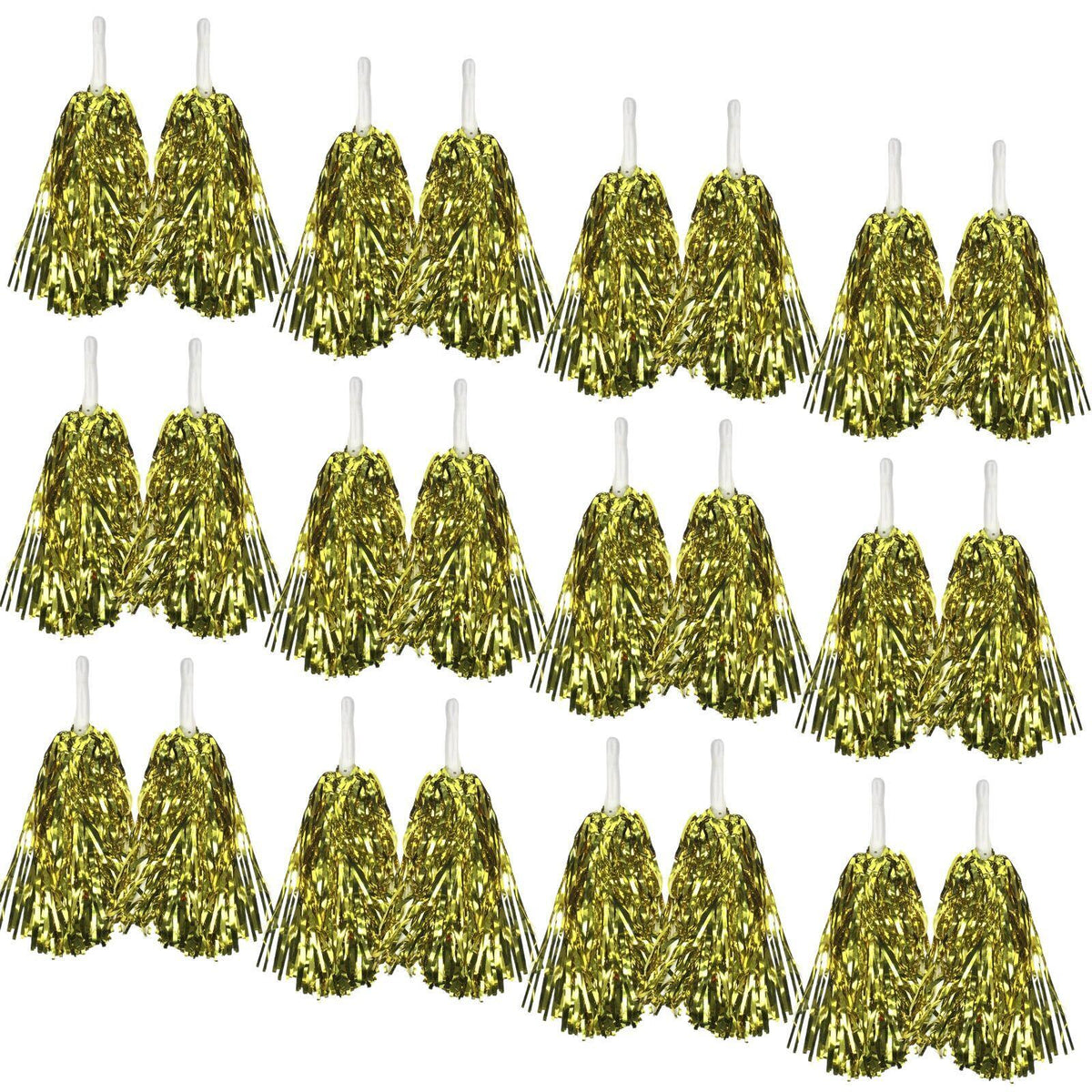 Yellow Metallic Cheerleading Pom Poms – Set of 12 with Easy-Grip Handles Australia Day
