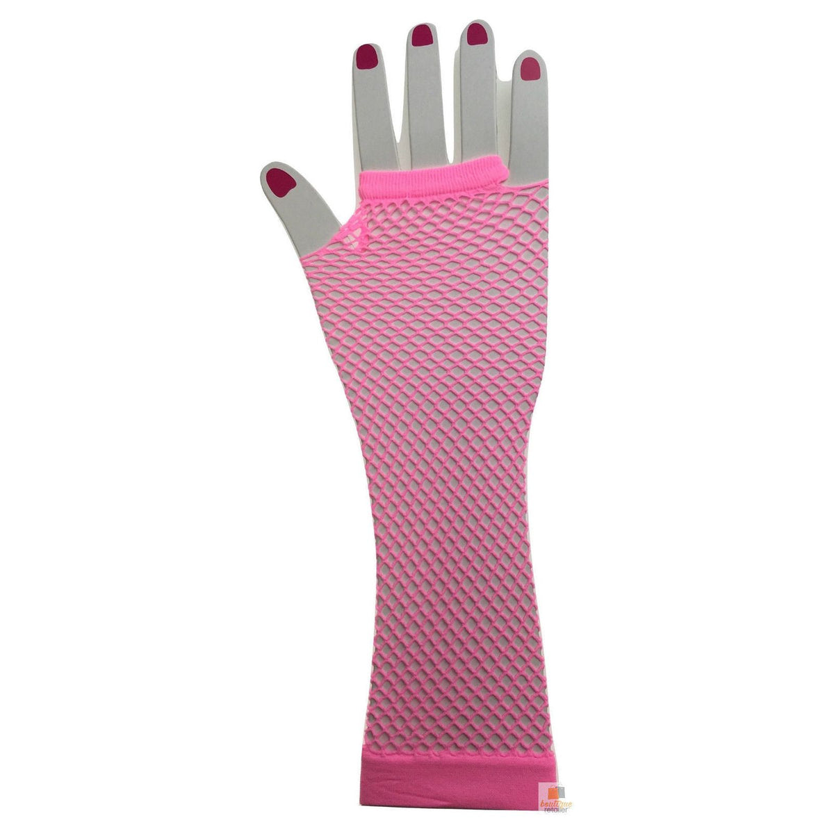 FISHNET GLOVES Fingerless Elbow Length 70s 80s Womens Costume Party Dance - Light Pink - One Size
