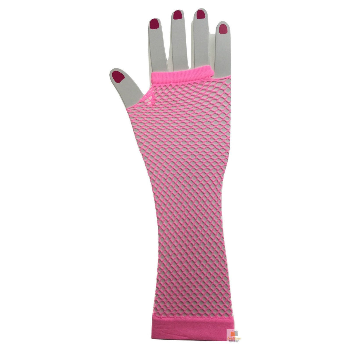 FISHNET GLOVES Fingerless Elbow Length 70s 80s Womens Costume Party Dance - Light Pink - One Size