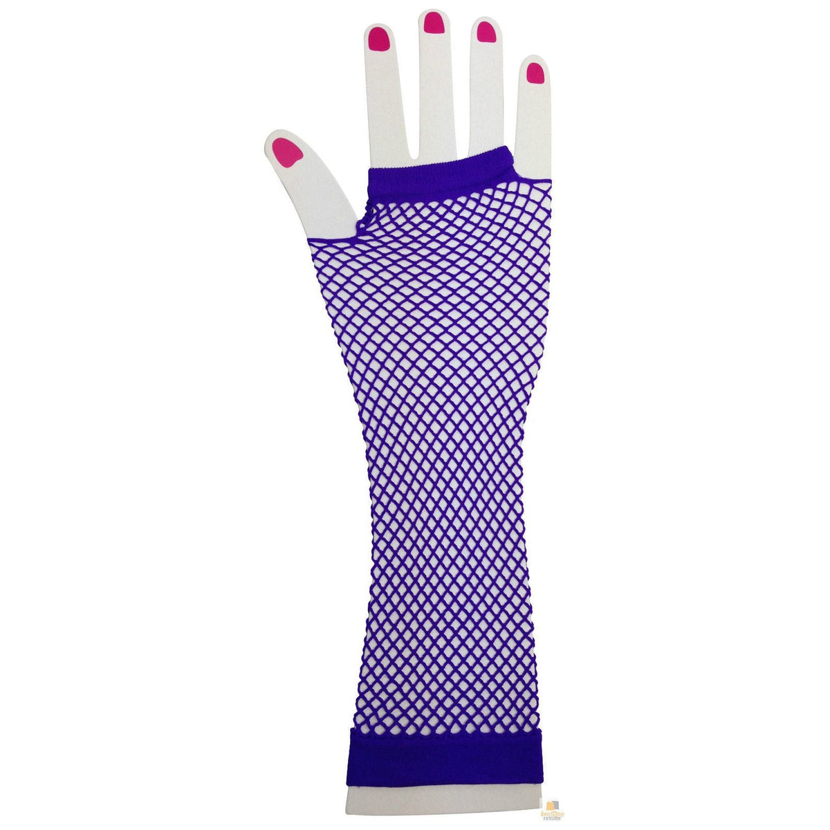 FISHNET GLOVES Fingerless Elbow Length 70s 80s Womens Costume Party Dance - Purple - One Size