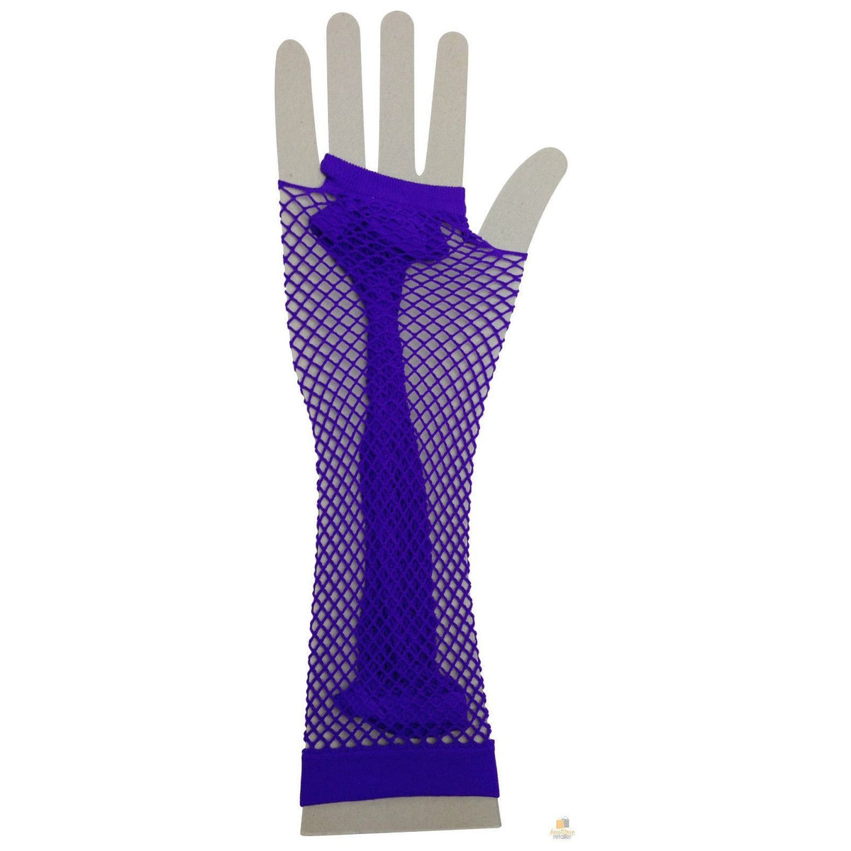 FISHNET GLOVES Fingerless Elbow Length 70s 80s Womens Costume Party Dance - Purple - One Size