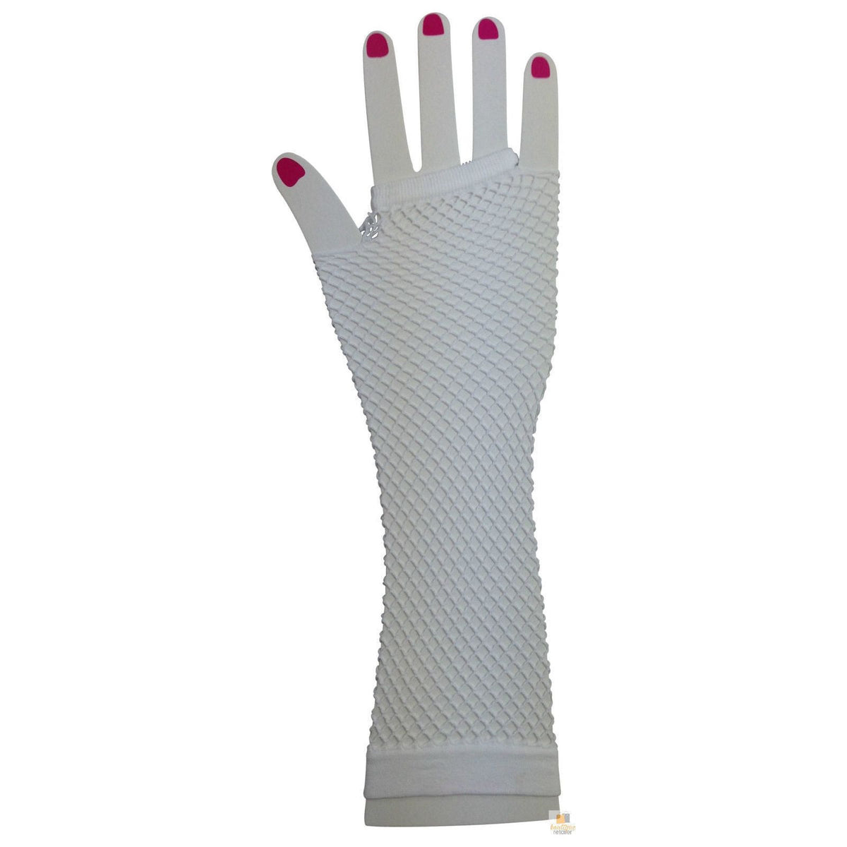 FISHNET GLOVES Fingerless Elbow Length 70s 80s Womens Costume Party Dance - White - One Size