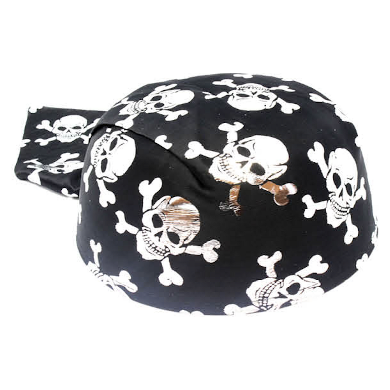 Pirate Hat Bandana Style Fancy Dress Costume Halloween Caribbean - Black/Silver