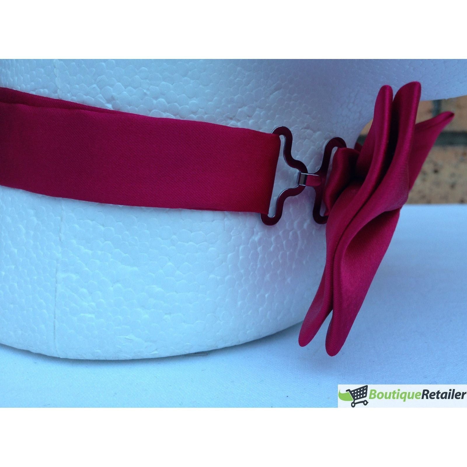 Mens BOW TIE Wedding Tuxedo Formal Bestman Necktie Classic Plain Party  - Burgundy