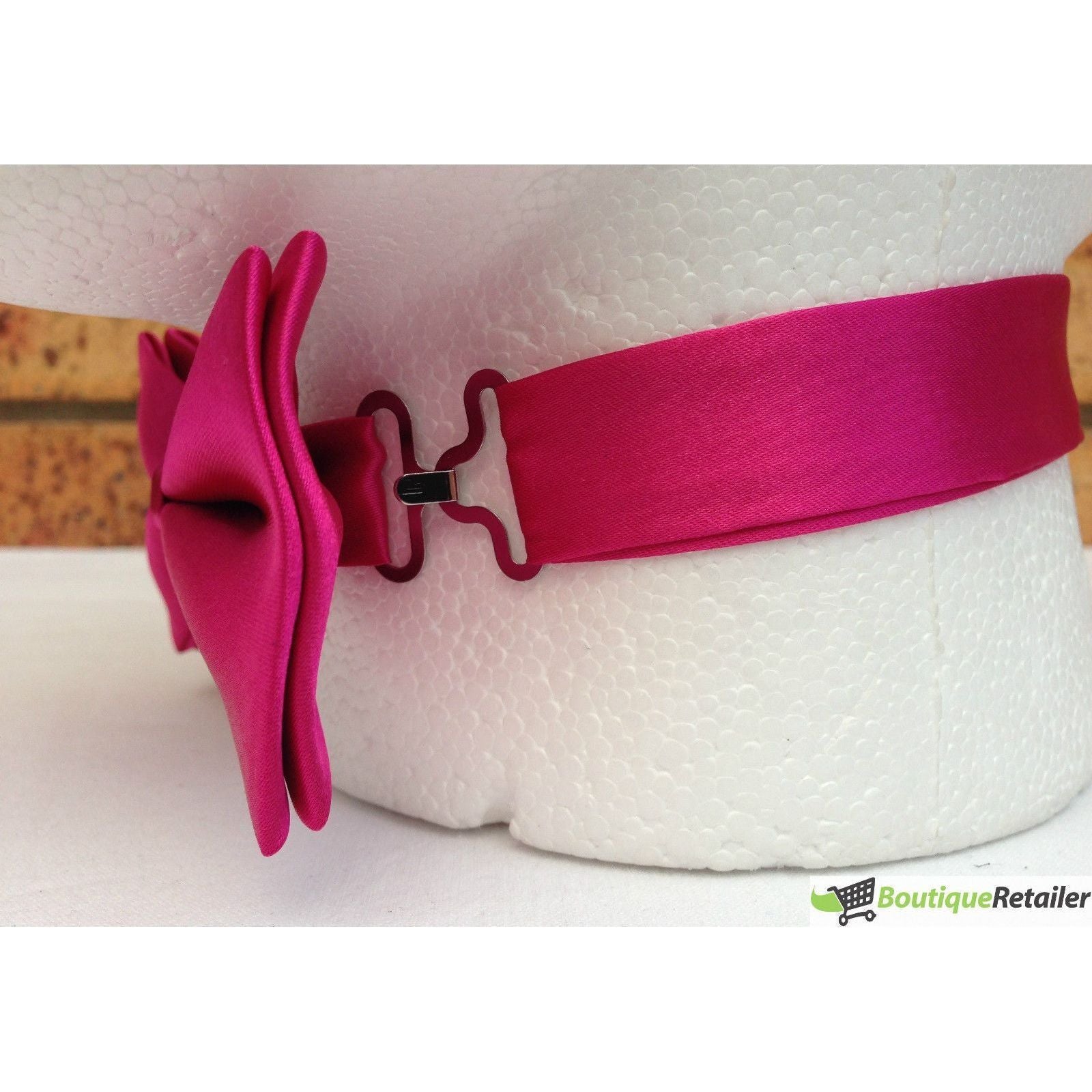Mens BOW TIE Wedding Tuxedo Formal Bestman Necktie Classic Plain Party  - Hot Pink