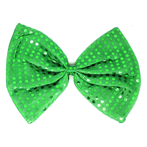 LARGE BOW TIE Sequin Polka Dots Bowtie Big King Size Party  Costume - Green
