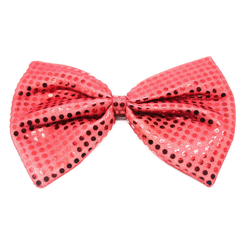 LARGE BOW TIE Sequin Polka Dots Bowtie Big King Size Party  Costume - Red