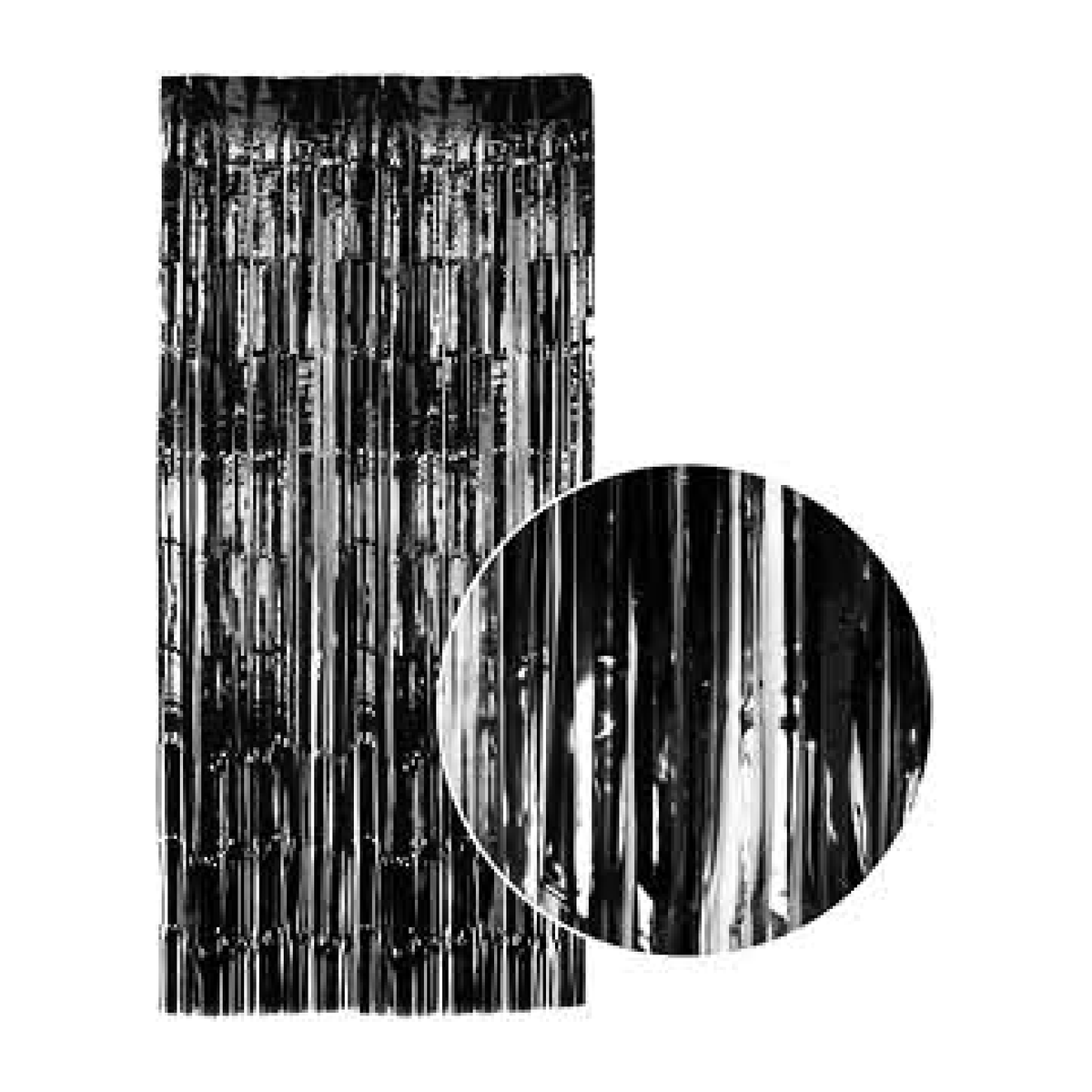 Tinsel Curtain Foil Metallic Fringe Backdrop Party Door Decorations (200cm x 100cm) - Black