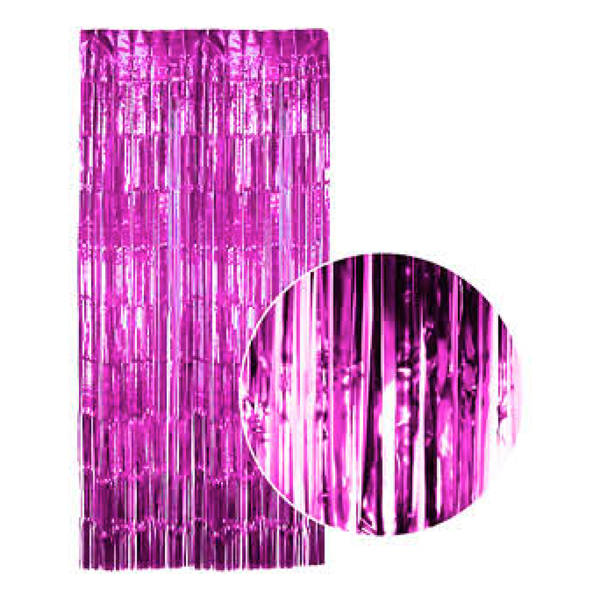 Tinsel Curtain Foil Metallic Fringe Backdrop Party Door Decorations (200cm x 100cm) - Hot Pink