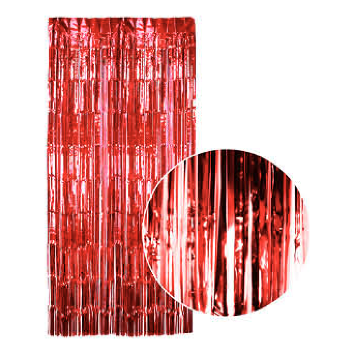 Tinsel Curtain Foil Metallic Fringe Backdrop Party Door Decorations (200cm x 100cm) - Red