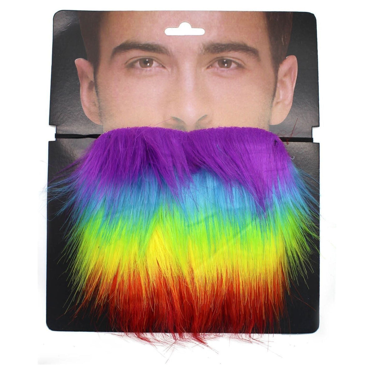 Rainbow Beard Gay Pride LGBTQ Mardi Gras Costume Party Moustache Fancy Dress