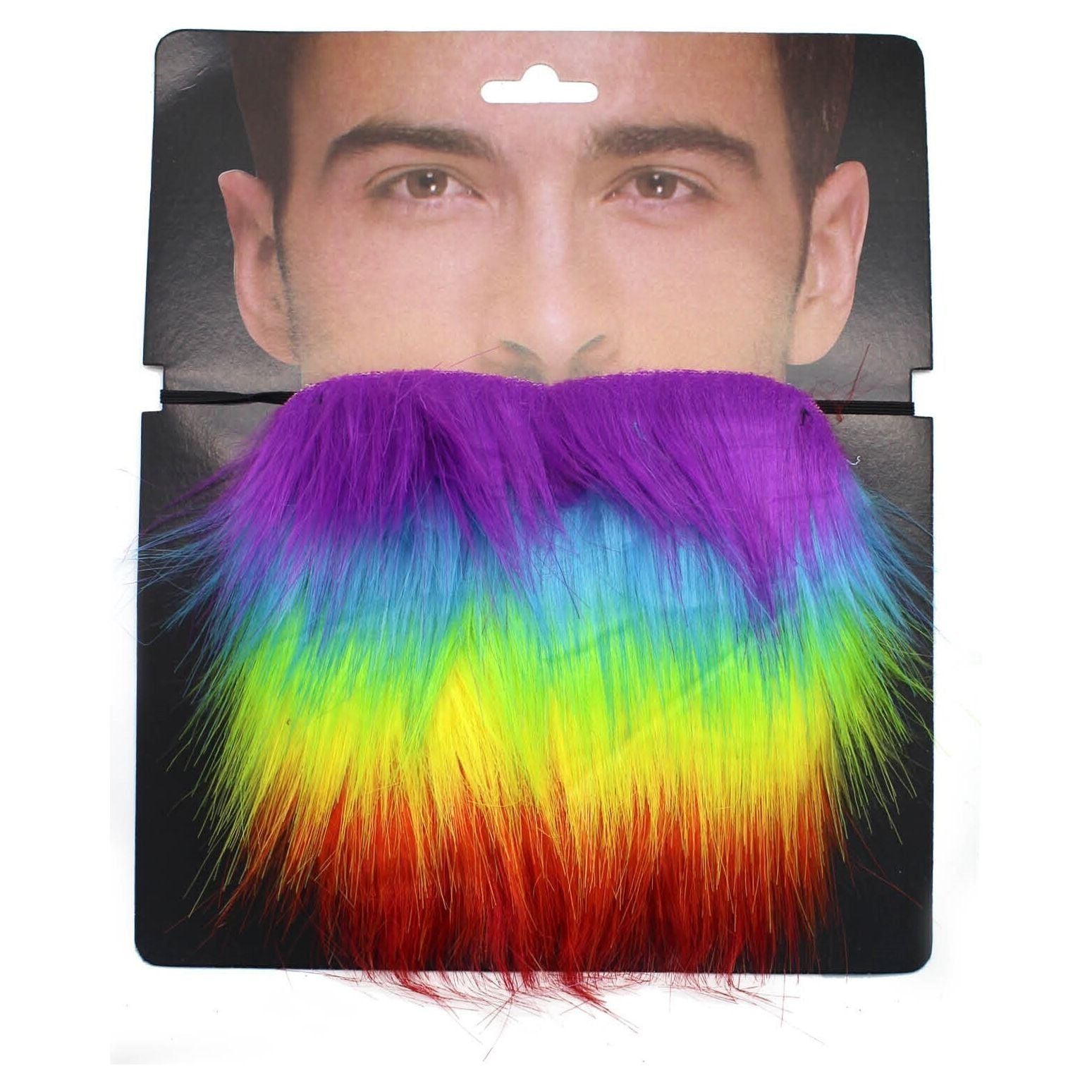 Rainbow Beard Gay Pride LGBTQ Mardi Gras Costume Party Moustache Fancy Dress