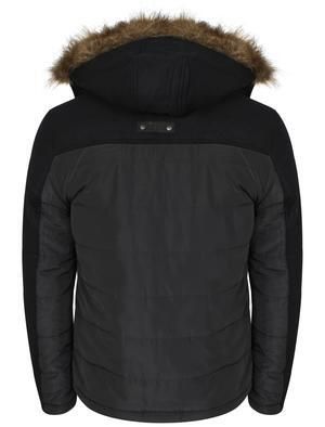 Dissident Bethwin Padded Quilted Jacket Coat Wool Blend Winter - Navy