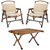 Bamboo Foldable Camping Table + 2 Chairs Waterproof Wood Wooden Travel Set Kit