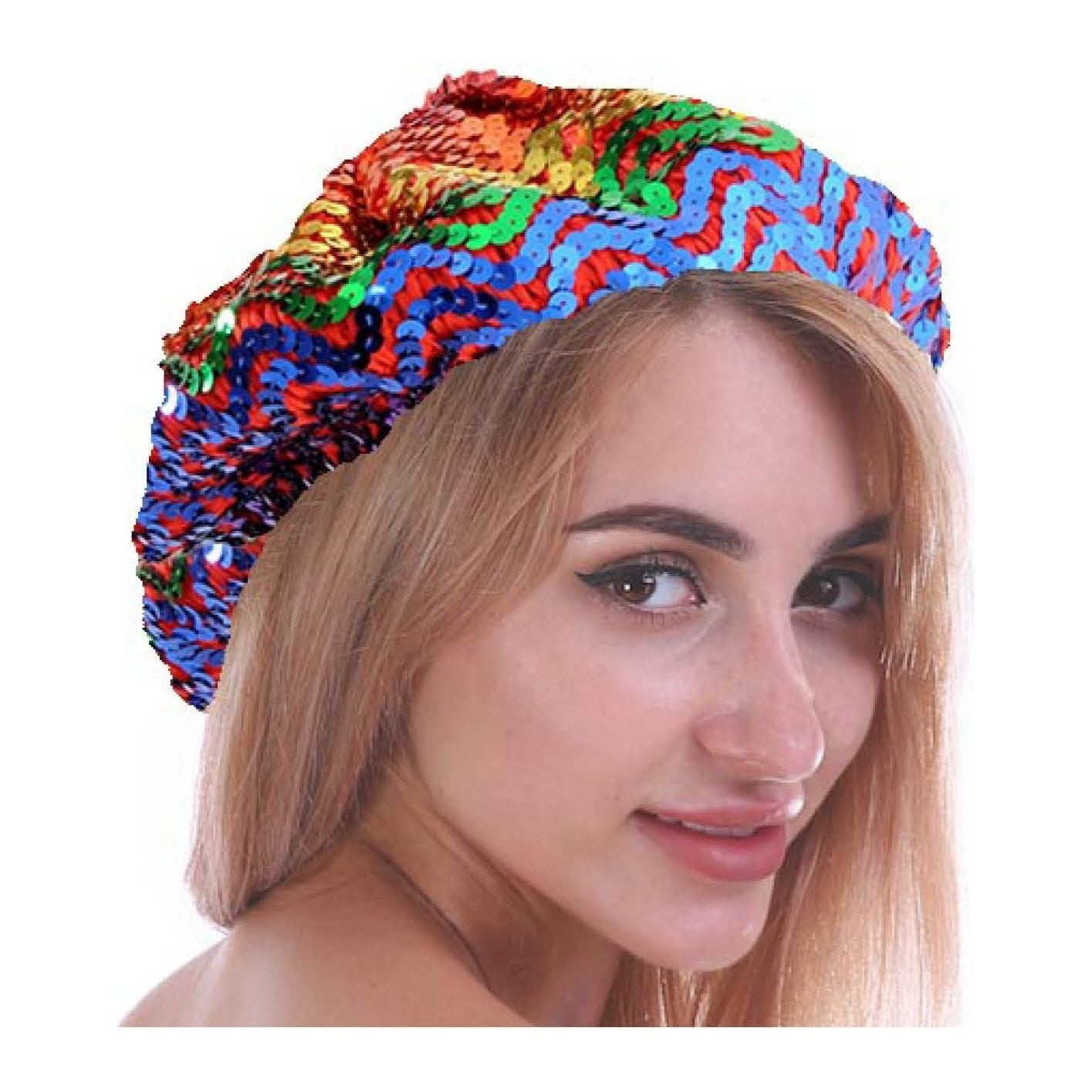 Rainbow Sequin French Beret Hat Gay LGBTQ Pride