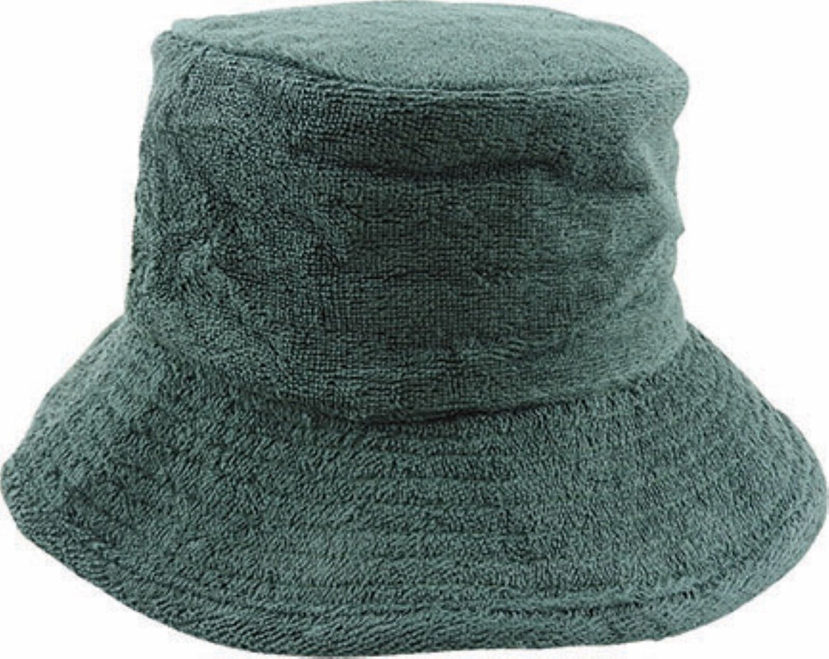 Terry Towelling Bucket Hat Daggy Fishing Camping Retro Aussie Lad Cap - Bottle Green