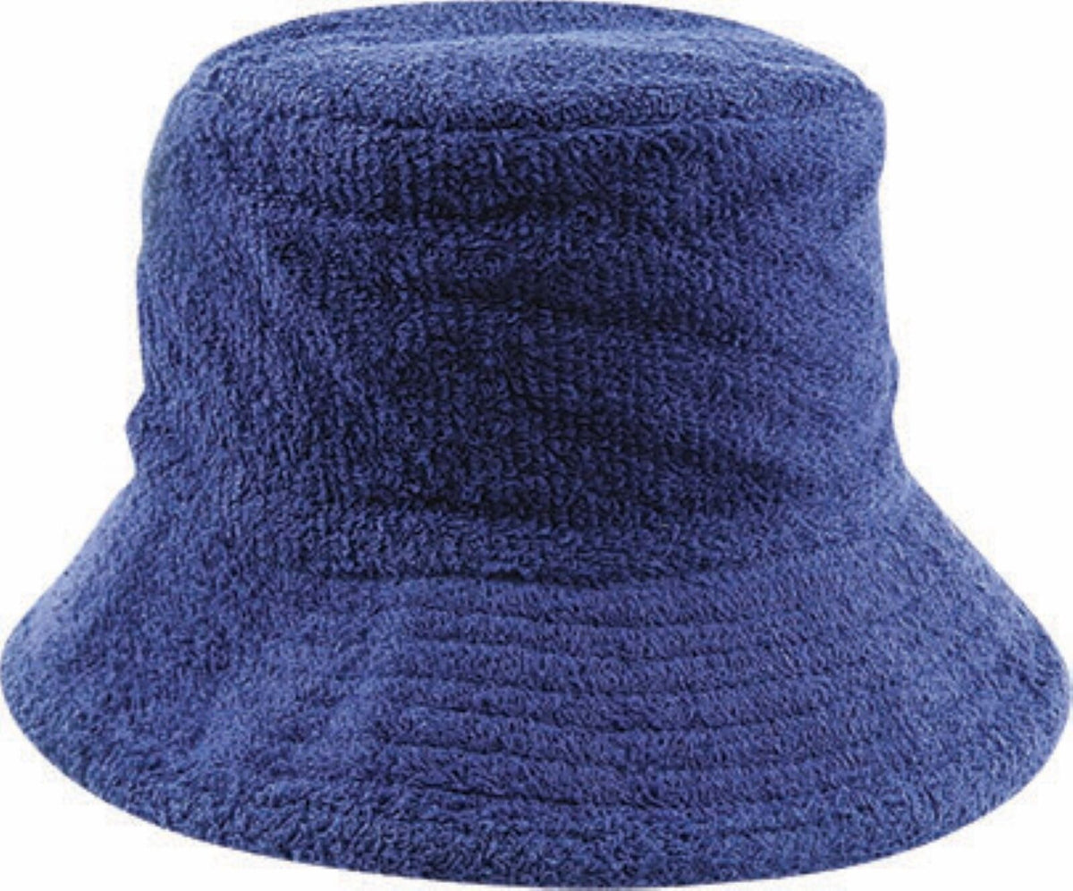 Terry Towelling Bucket Hat Daggy Fishing Camping Retro Aussie Lad Cap - Navy