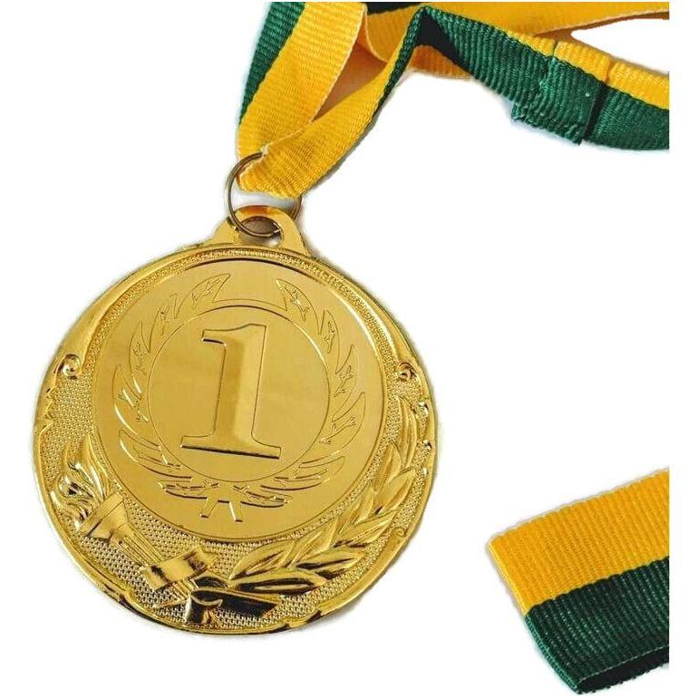 METAL WINNER GOLD MEDAL 1st Party Favours Sports Day 40cm Ribbon - Green/Gold
