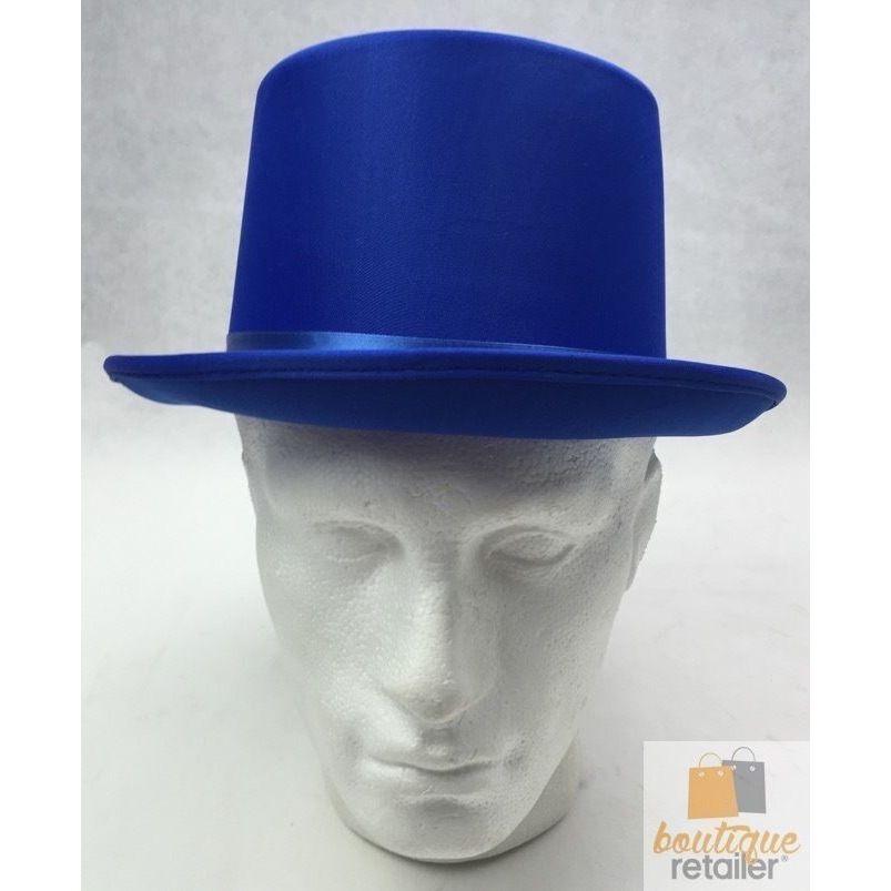 SATIN TOP HAT Costume Party Cap Fancy Dress Trilby Fedora One Size - Blue
