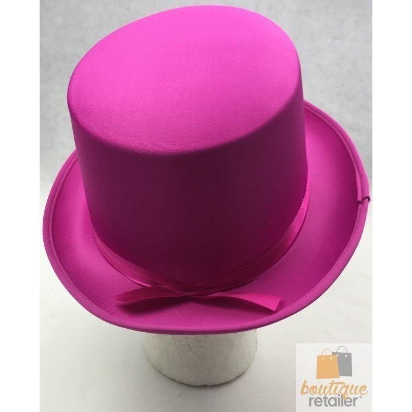 SATIN TOP HAT Costume Party Cap Fancy Dress Trilby Fedora One Size - Hot Pink