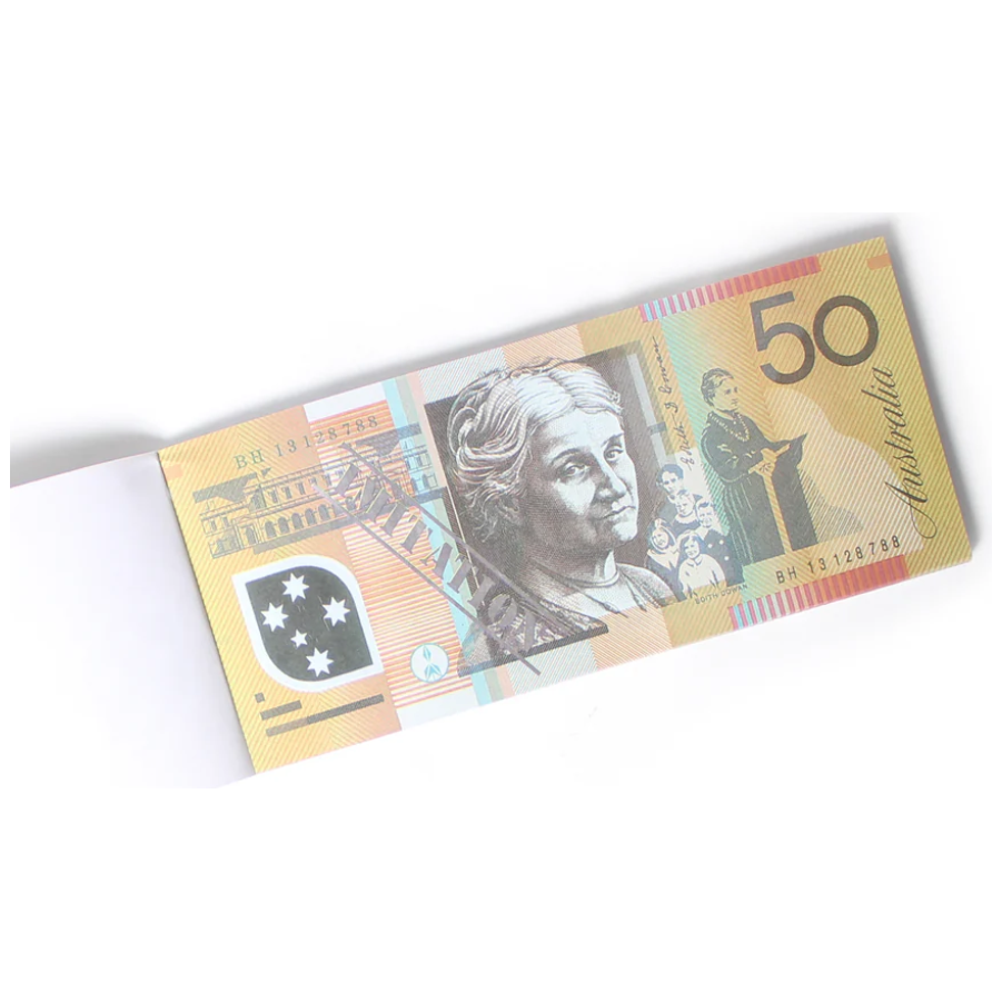 50 Dollar Australian Souvenir Note Pad Fake AUD Money - 1 Pack of 50 Sheets