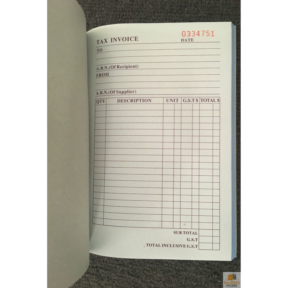 TAX INVOICE BOOK 50 Page Duplicate Statement Carbonless Quote