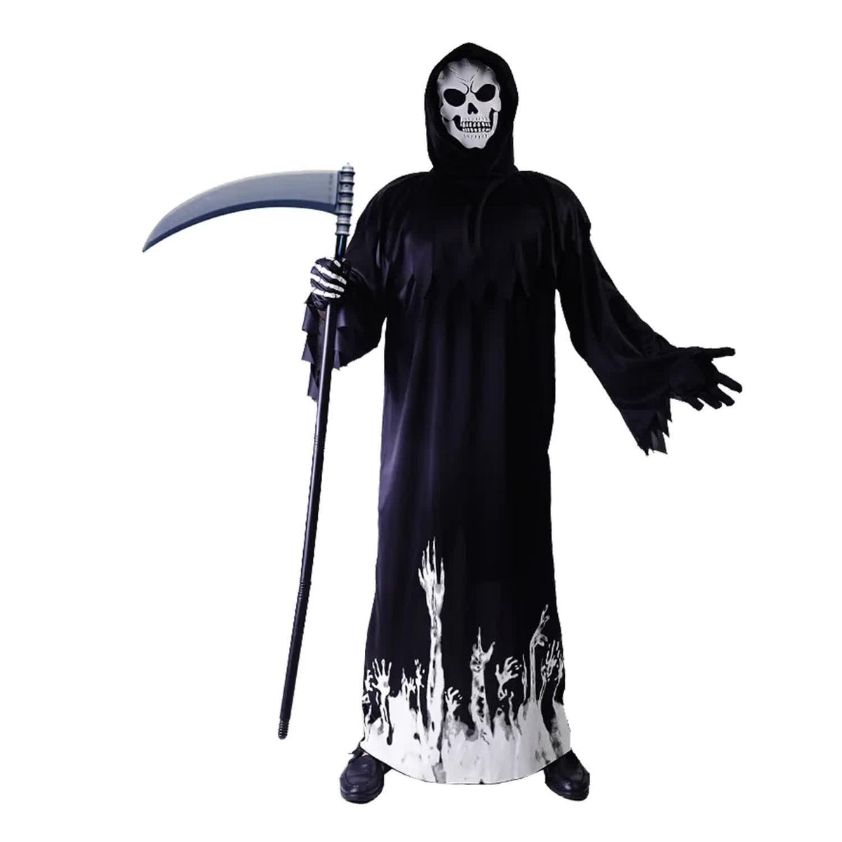 Scary Adult Glow in the Dark Party Costume Skeleton Reaper Halloween