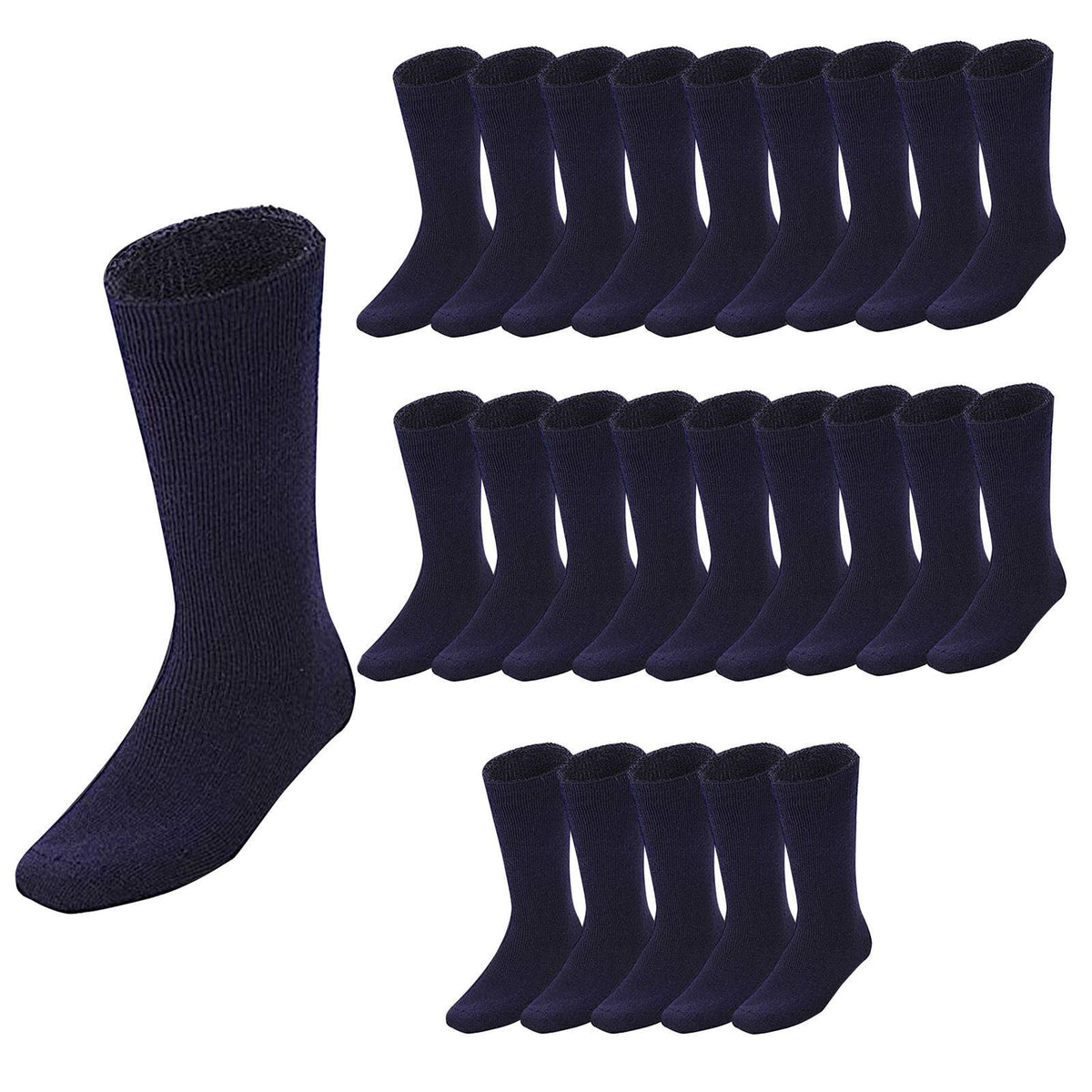 24 Pairs BAMBOO SOCKS Mens Heavy Duty Premium Thick Work Socks Cushion BULK - Navy Blue