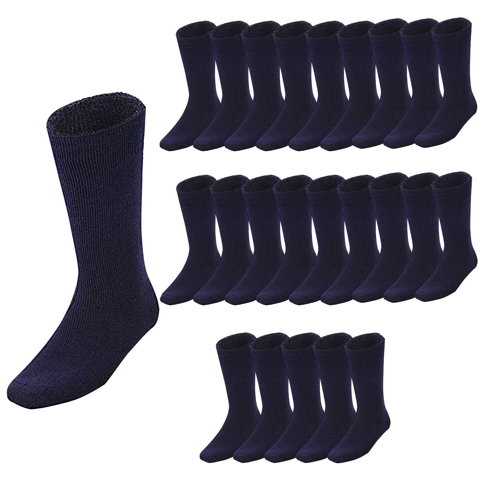 24 Pairs BAMBOO SOCKS Mens Heavy Duty Premium Thick Work Socks Cushion BULK - Navy Blue