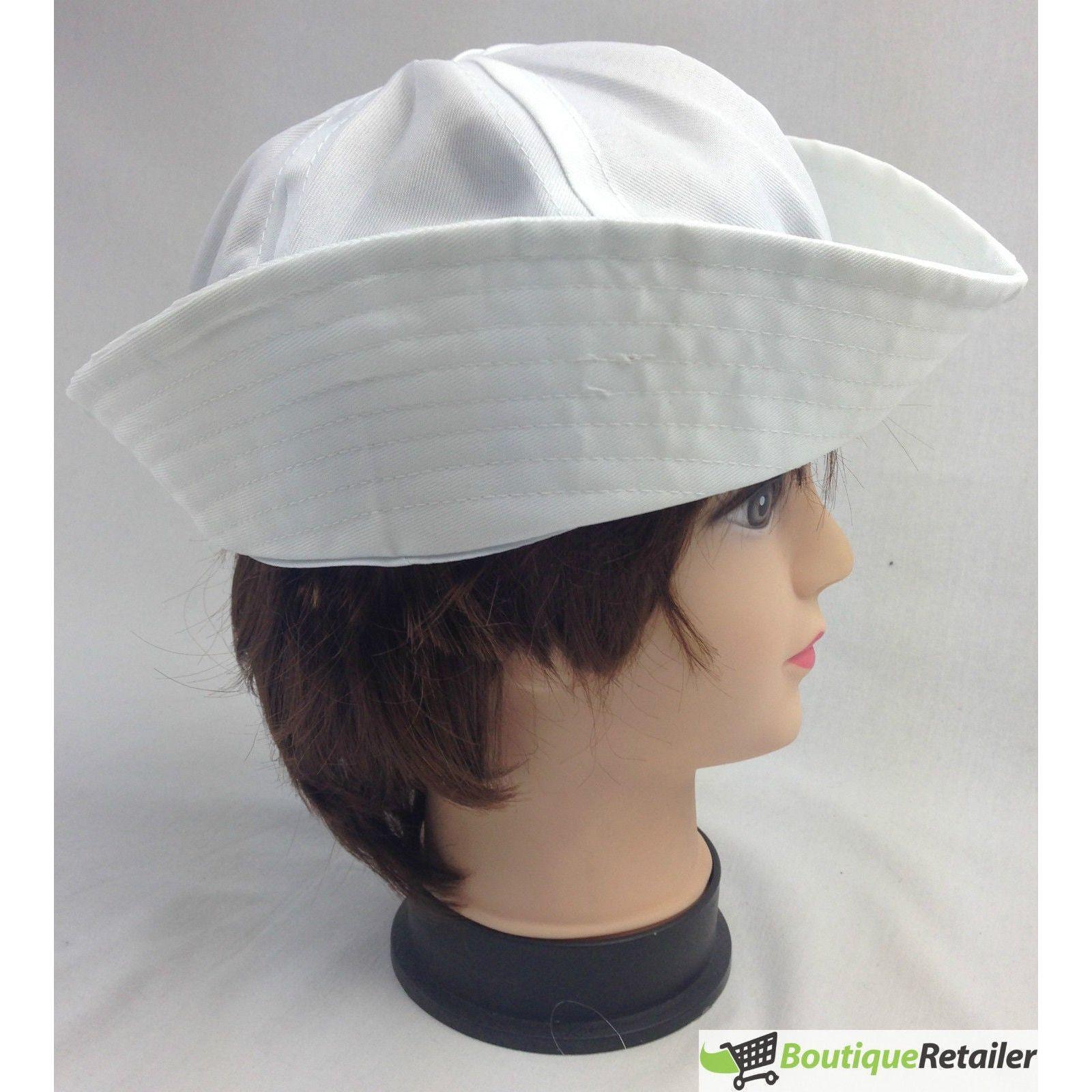 Adult White Sailor Hat Marine Unisex Gob Captain Navy Hen's Night Doughboy Cap