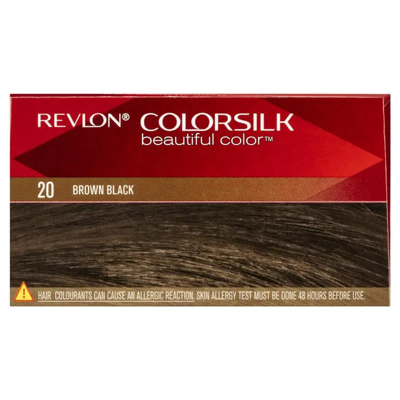 Revlon ColorSilk 20 Brown Black Permanent 3D Hair Colour w/ Keratin - Brown/Black