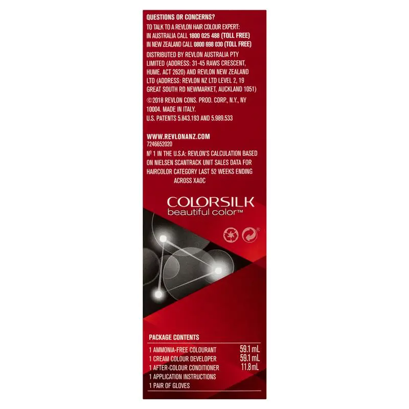 Revlon ColorSilk 20 Brown Black Permanent 3D Hair Colour w/ Keratin - Brown/Black