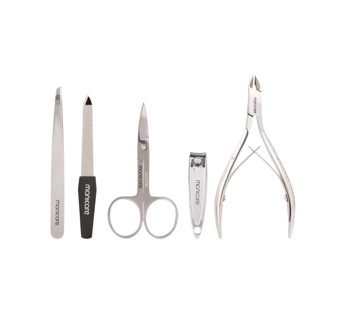Manicare 5 Piece Grooming Set in Travel Storage Case Manicure/Pedicure/Nail Clipper Kit