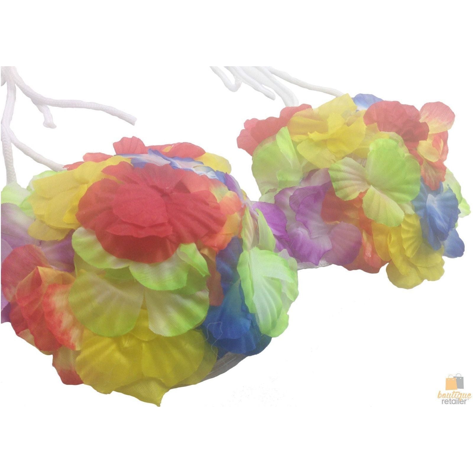 HAWAIIAN BRA Luau Lei Fancy Dress Flower Bikini Top Costume Beach Dance Hula