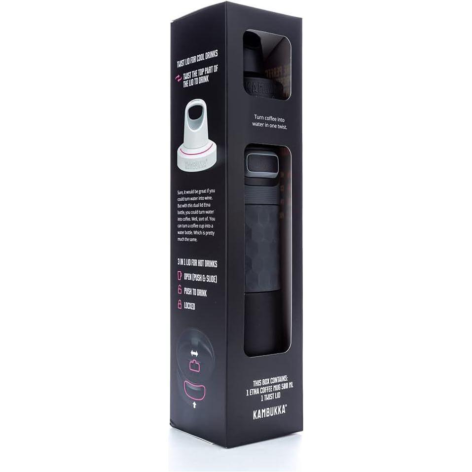Kambukka Etna Water Bottle Insulated Travel Drink Sports Tumbler -  Black Steel