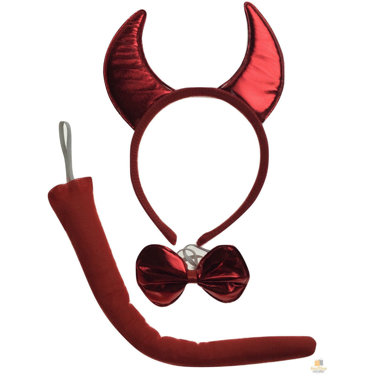 3pcs Set Animal Costume Dress Up Party Bow Tie Tail Ears Book Week - Red Devil