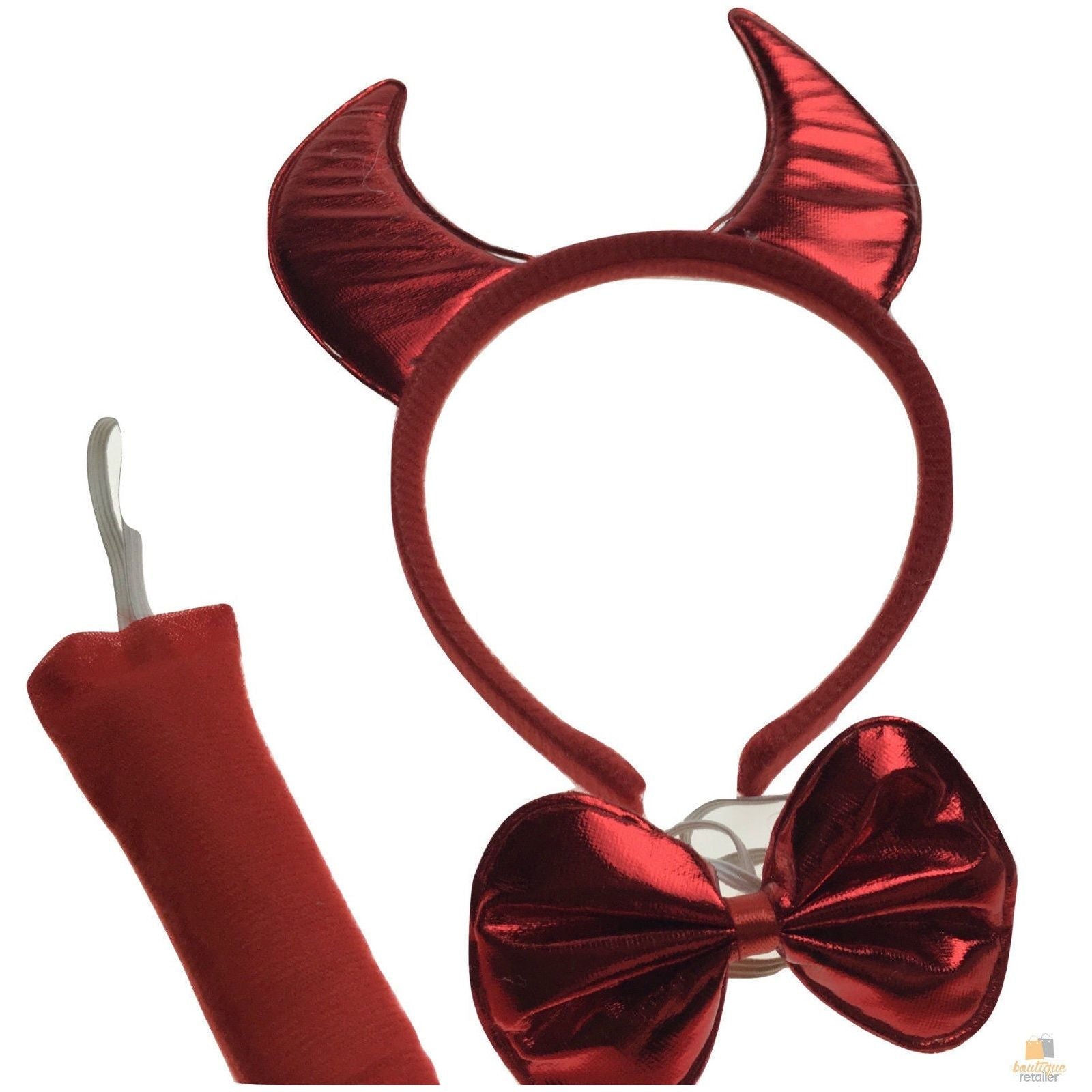 3pcs Set Animal Costume Dress Up Party Bow Tie Tail Ears Book Week - Red Devil