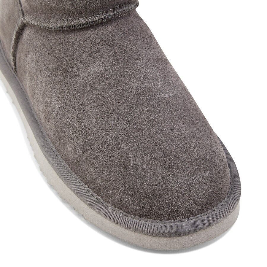 Grosby Womens Button UGG Boots Sheepskin Water Resistant Ankle Shoes Slippers - Dark Grey