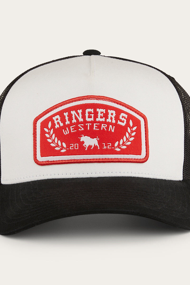 Ringers Western Wheatbelt Trucker Baseball Cap Hat in White/Red