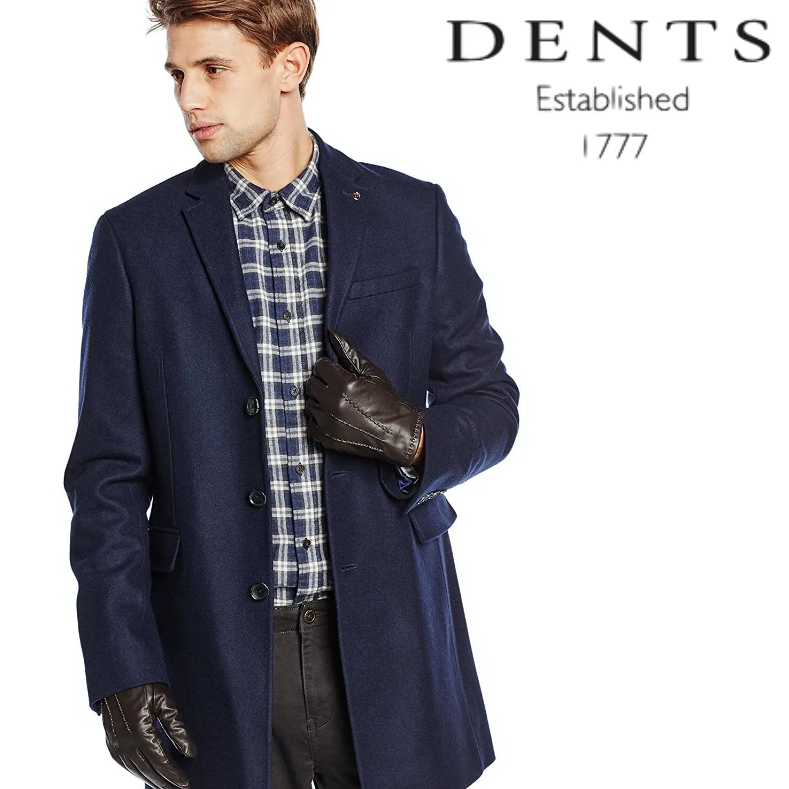 Dents Mens Touchscreen Leather Gloves With Palm Vent Handsewn Detail Cuffs