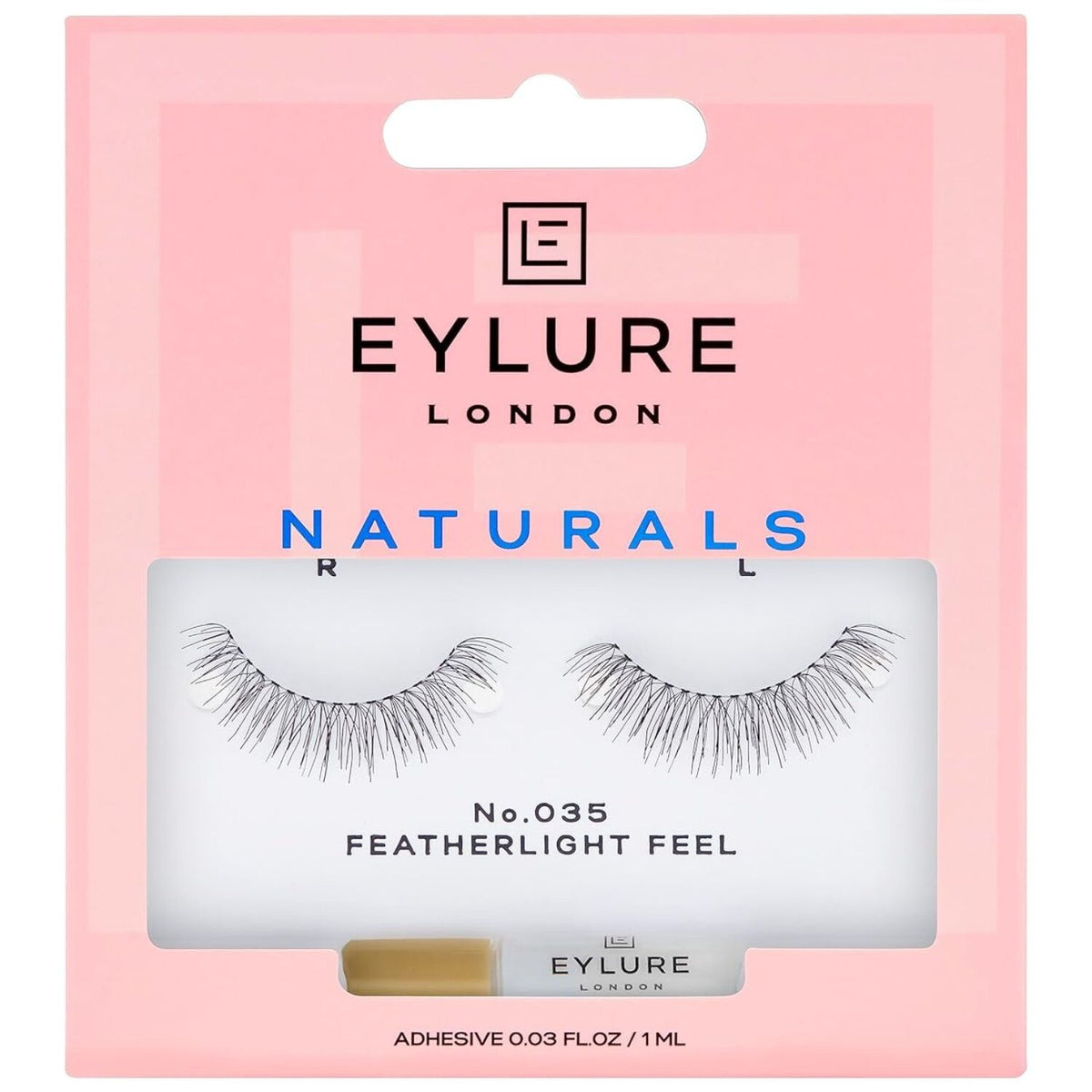 Eylure Naturals False Eyelashes Featherlight Feel with Glue Reusable in No.035