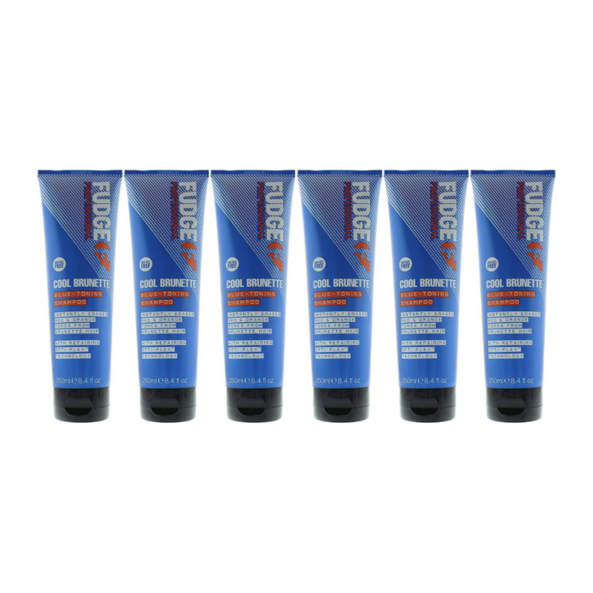 6x Fudge 250ml Blue Toning Shampoo - Erases Red & Orange from Cool Brunette Hair