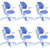 Ergonomic Children Kids Study Chair Set of 6 Height Adjustable - Blue