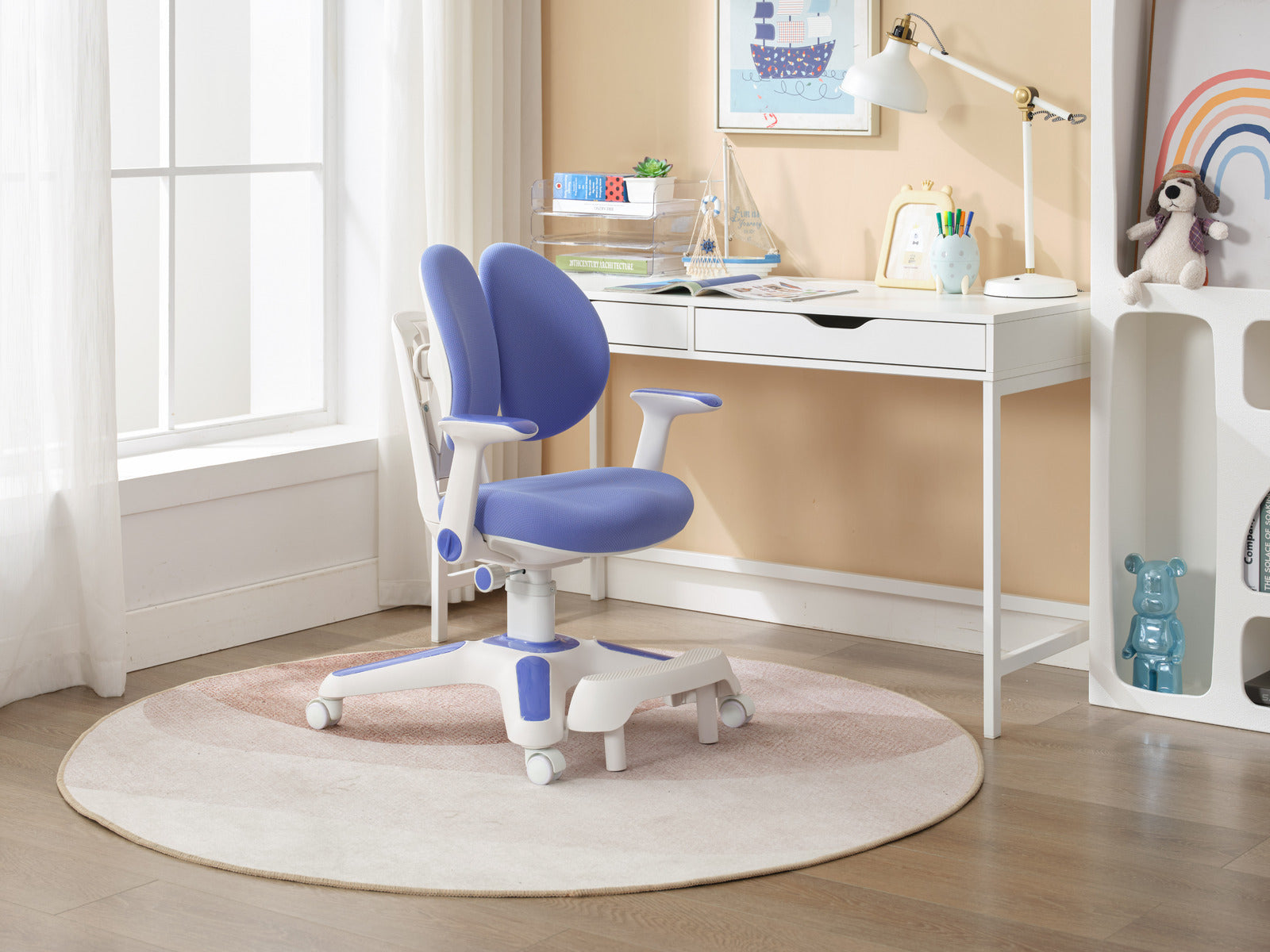Ergonomic Children Kids Study Chair Set of 6 Height Adjustable - Blue